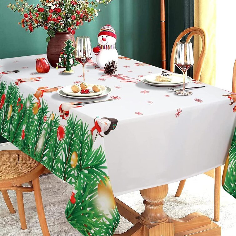 Christmas Festive Tablecloth Waterproof Santa Claus Table Cover Xmas Home Decor
