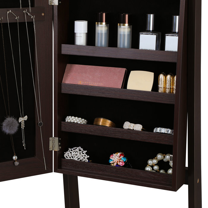 Ebern Designs Mirrored Jewelery Cabinet Armoire Free Standing