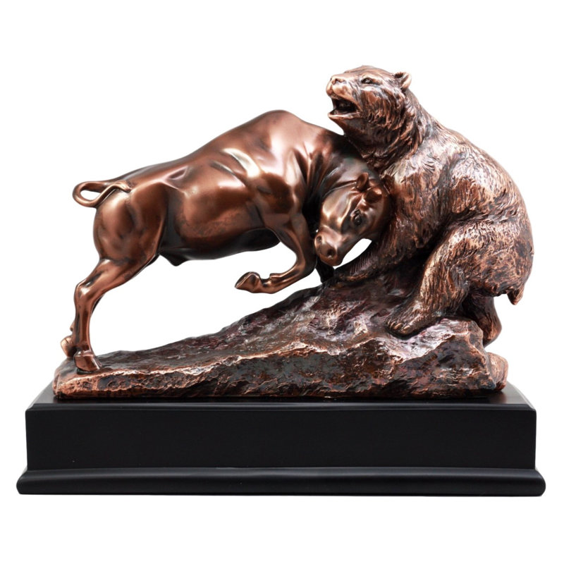 Millwood Pines Hunnewell Wall Street Stock Market Charging Bull Thrusting Bear Figurine Reviews Wayfair Wall street stock market bull & bear bookends vintage bronze wood base. hunnewell wall street stock market charging bull thrusting bear figurine