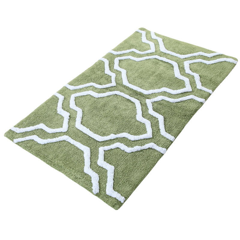 Almanza Rectangular 100% Cotton Non-Slip Geometric Bath ...