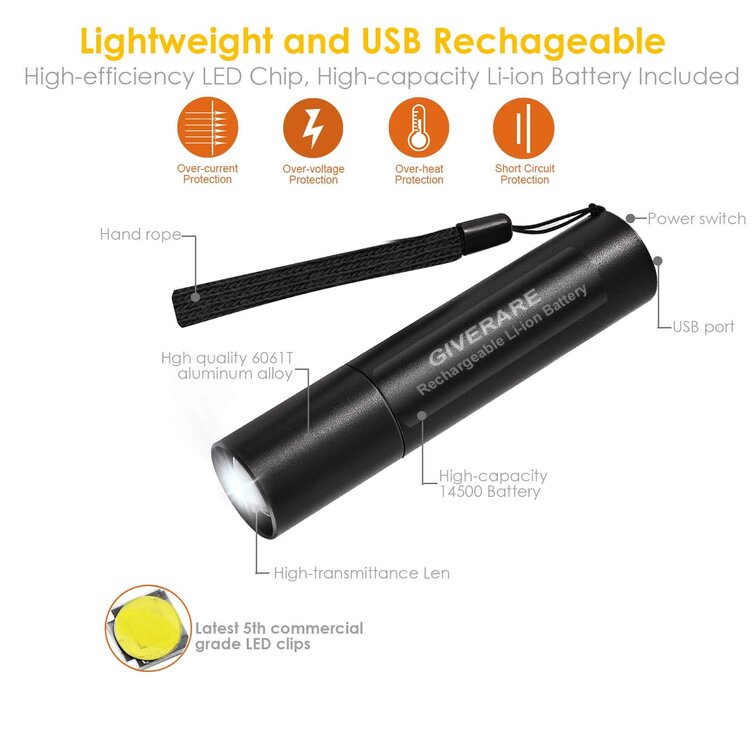 Black 3 LED Flashlight Aluminum Pocket Keychain Hiking Camping Mini Torch 
