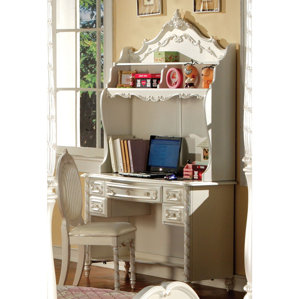 Victoria Computer Desk with Floral Motif by Hokku Designs