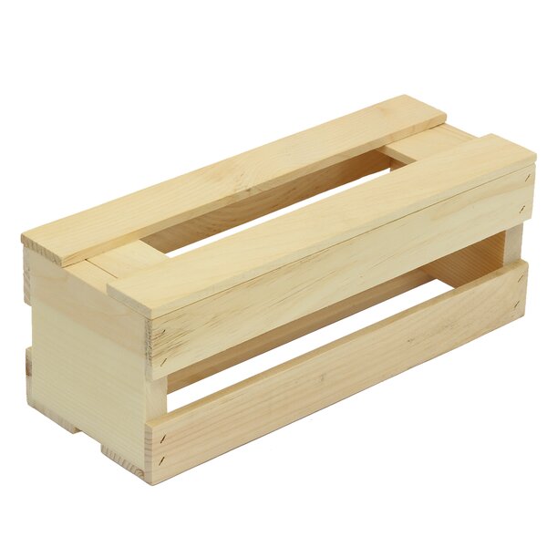 unfinished wood box with divider