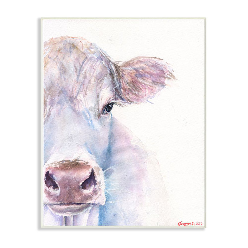 Isabelle Max Scudder Large Cow Head Watercolor Painting Kids Wall Decor Wayfair