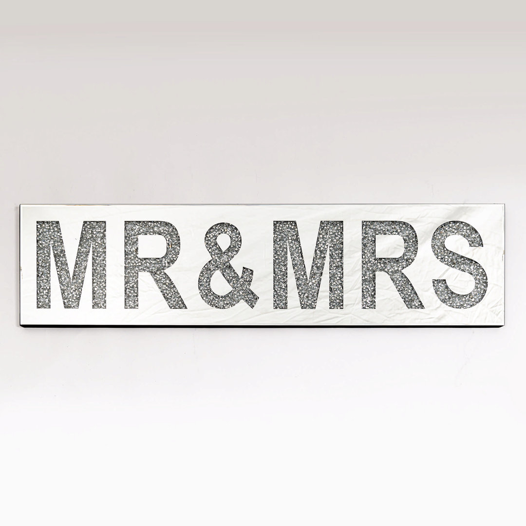 Crushed Diamond Mirrored "Mr & Mrs" Sign