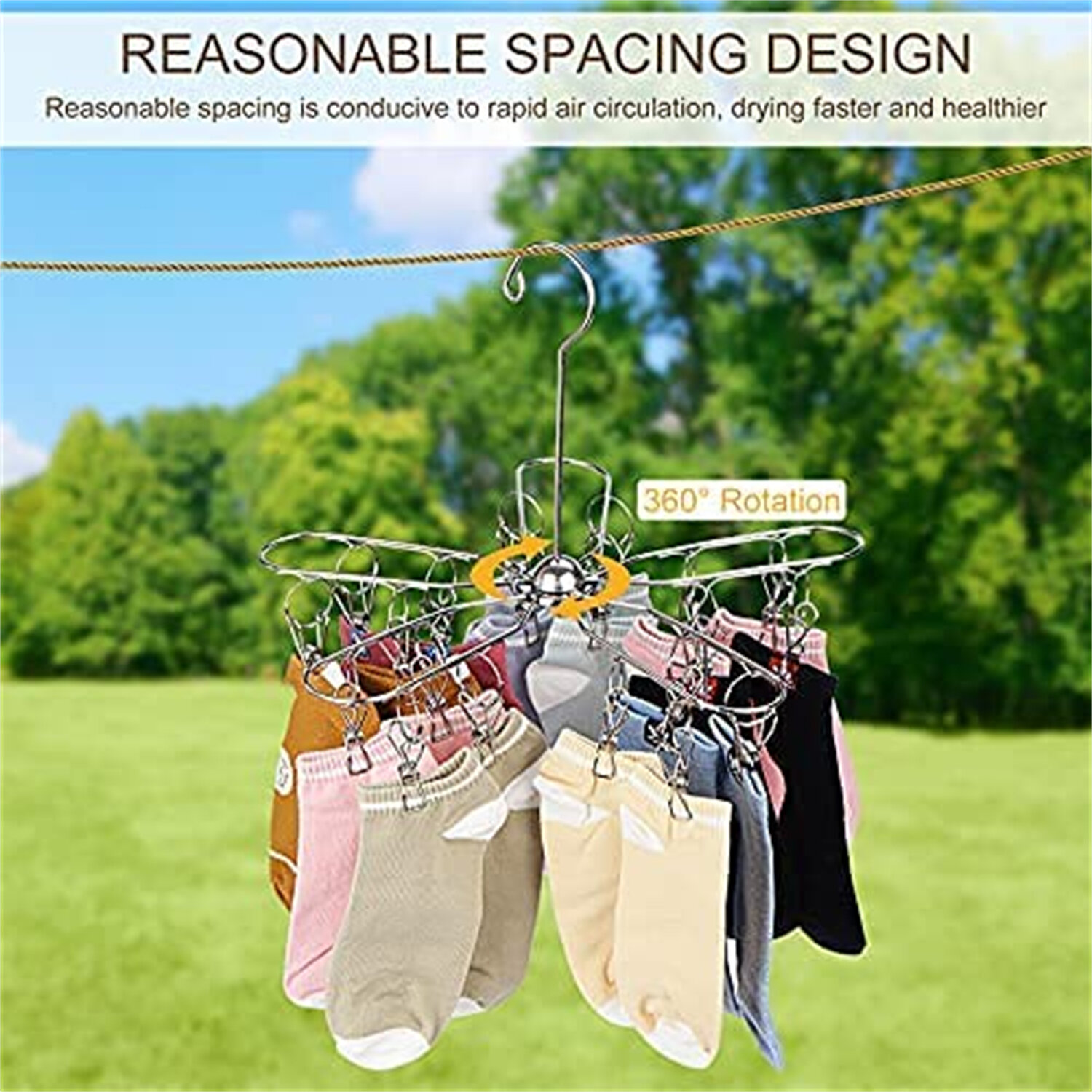 10pcs Office Wire Stainless Steel Household Socks Backyard Towel Clothes Pegs 
