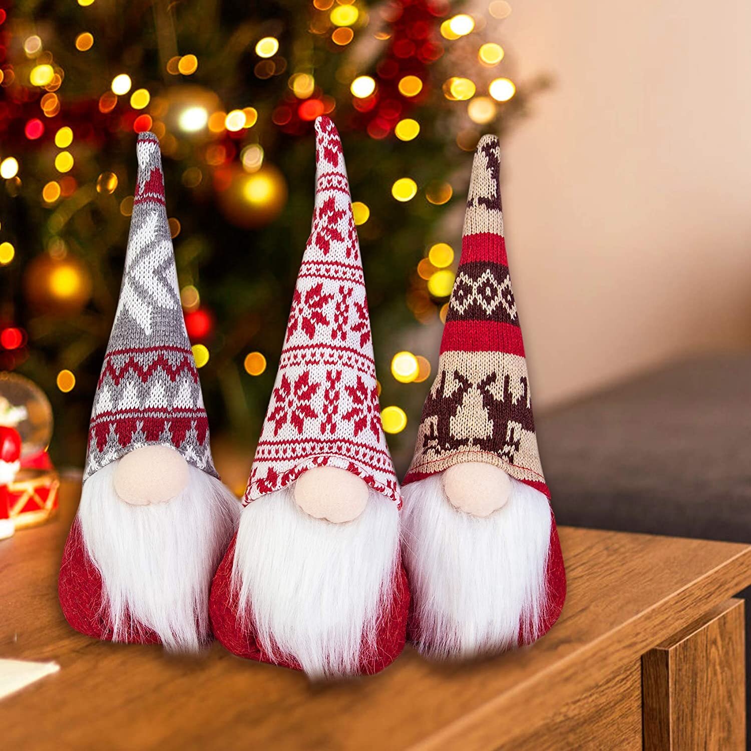 Red Wine Bottle Cover Bags Christmas Sequin Swedish Gnome Santa Xmas Decoration 
