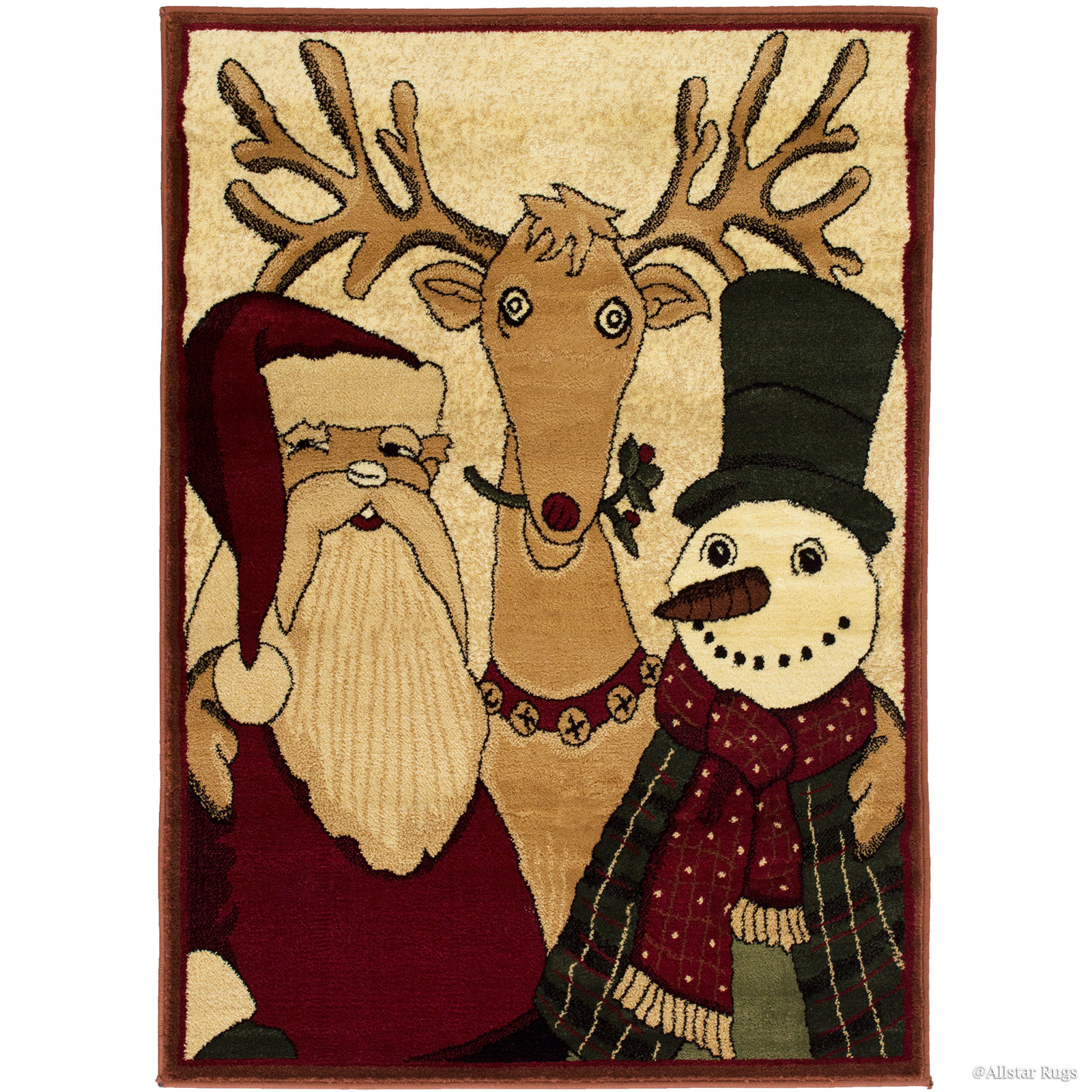 The Holiday Aisle Holiday Christmas Santa Claus With Friends Power Loom Red Rug Wayfair