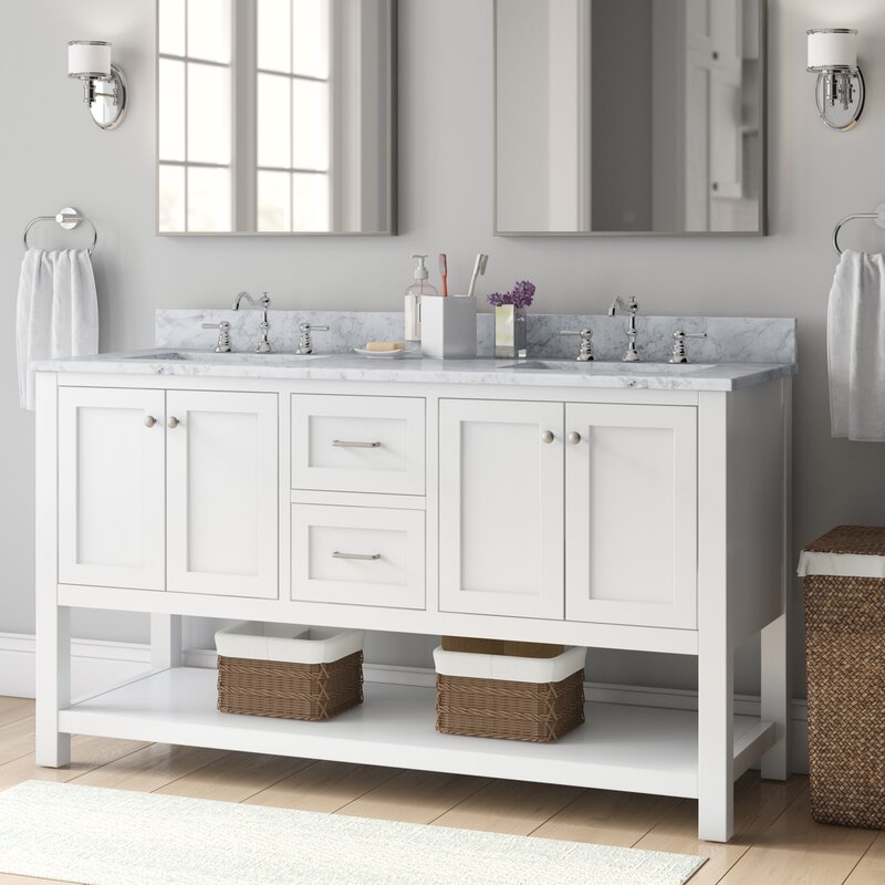 Charlton Home Ensemble De Meuble Lavabo De Salle De Bain Double 60 Po Daughtry Et Commentaires Wayfair Ca