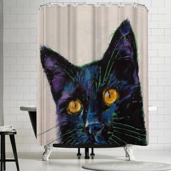 East Urban Home Michael Creese Killer Black Cat Single Shower