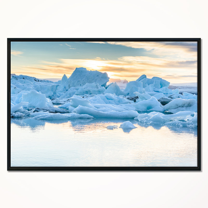East Urban Home Icebergs In Glacier Lagoon Framed Photographic Print On Wrapped Canvas Wayfair