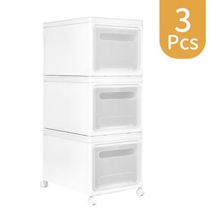 Addis Premium Tidy Drawer Soft Base Storage Boxes Set of 3 White Grey 
