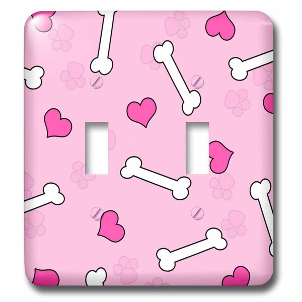 3dRose lsp_40950_2 Cute Pink Dog Bone Print Double toggle switch 