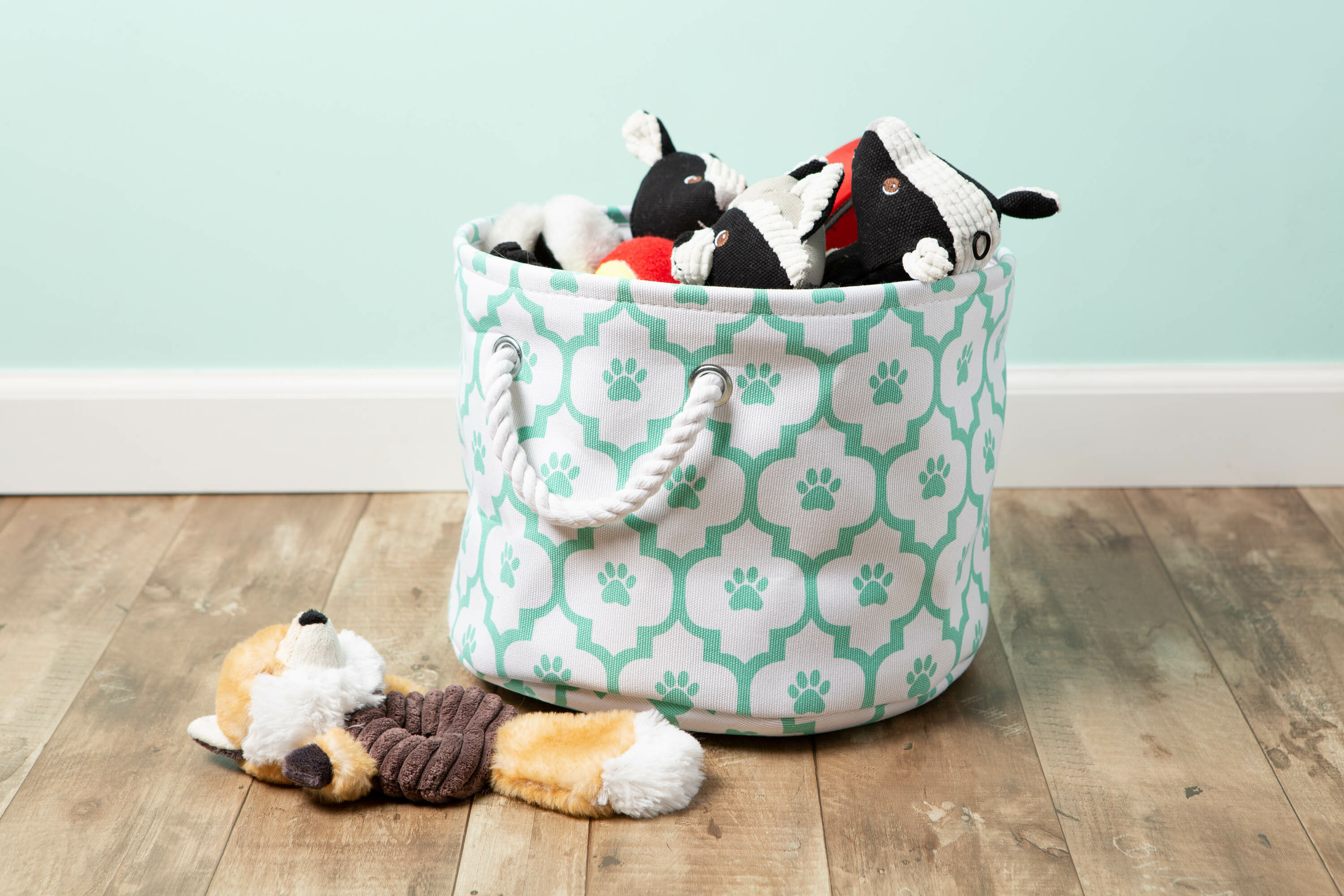 paw prints fabric toy bin