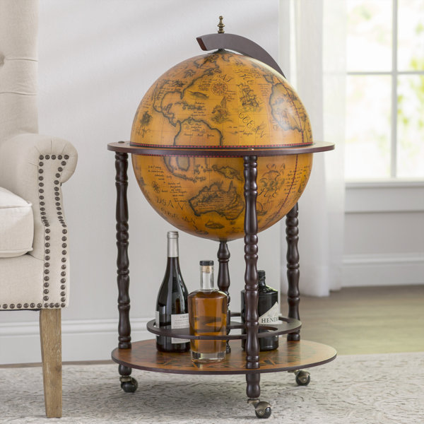 WestWood Globe Shaped Mini Bar Trolley With Table Drinks Cabinet Bottles 330MM 