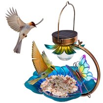 Solar Bird Feeders for Garden Hanging Bird Feeder,Mosaic and Copper Waterproof Yard Lantern Decoration for Cardinals Bird Feeder Gifts for Father 