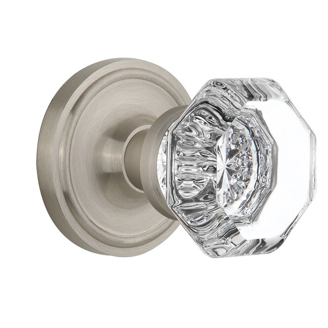 Grandeur 828188 Carre Plate Double Dummy with Baguette Crystal Knob in Polished Nickel