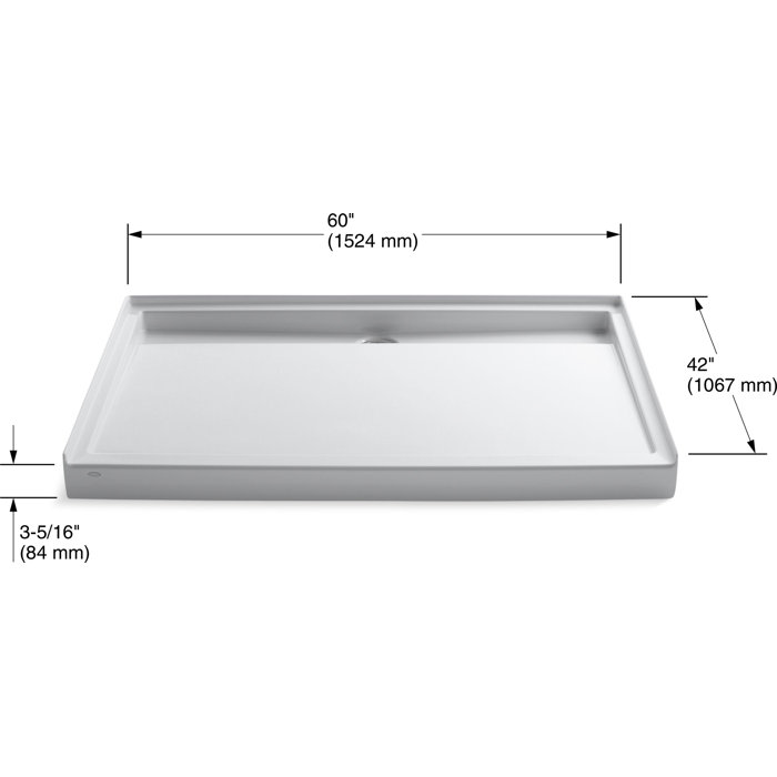 Kohler Groove 60 X 42 Single Threshold Rear Centre Drain Shower