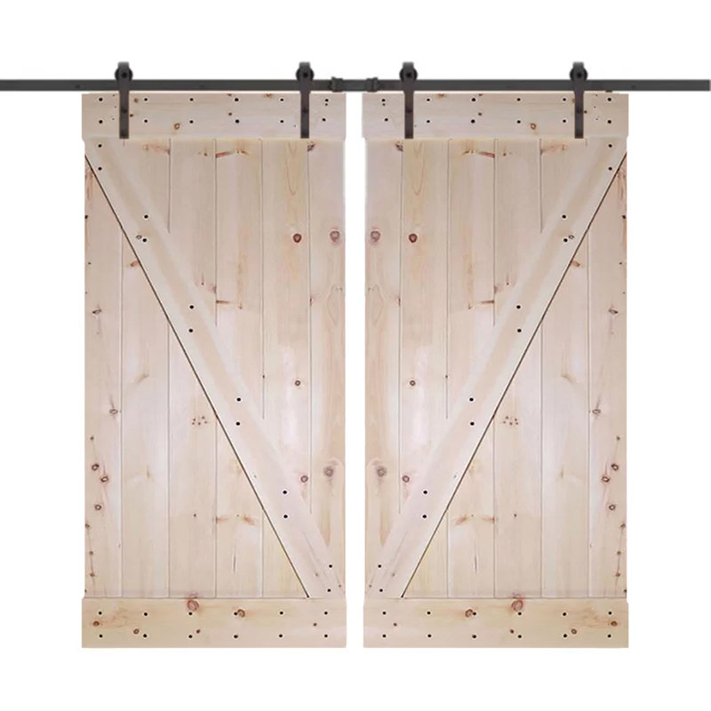 Calhome Paneled Wood Z Bar Barn Door With Installation Hardware Kit Reviews Wayfair