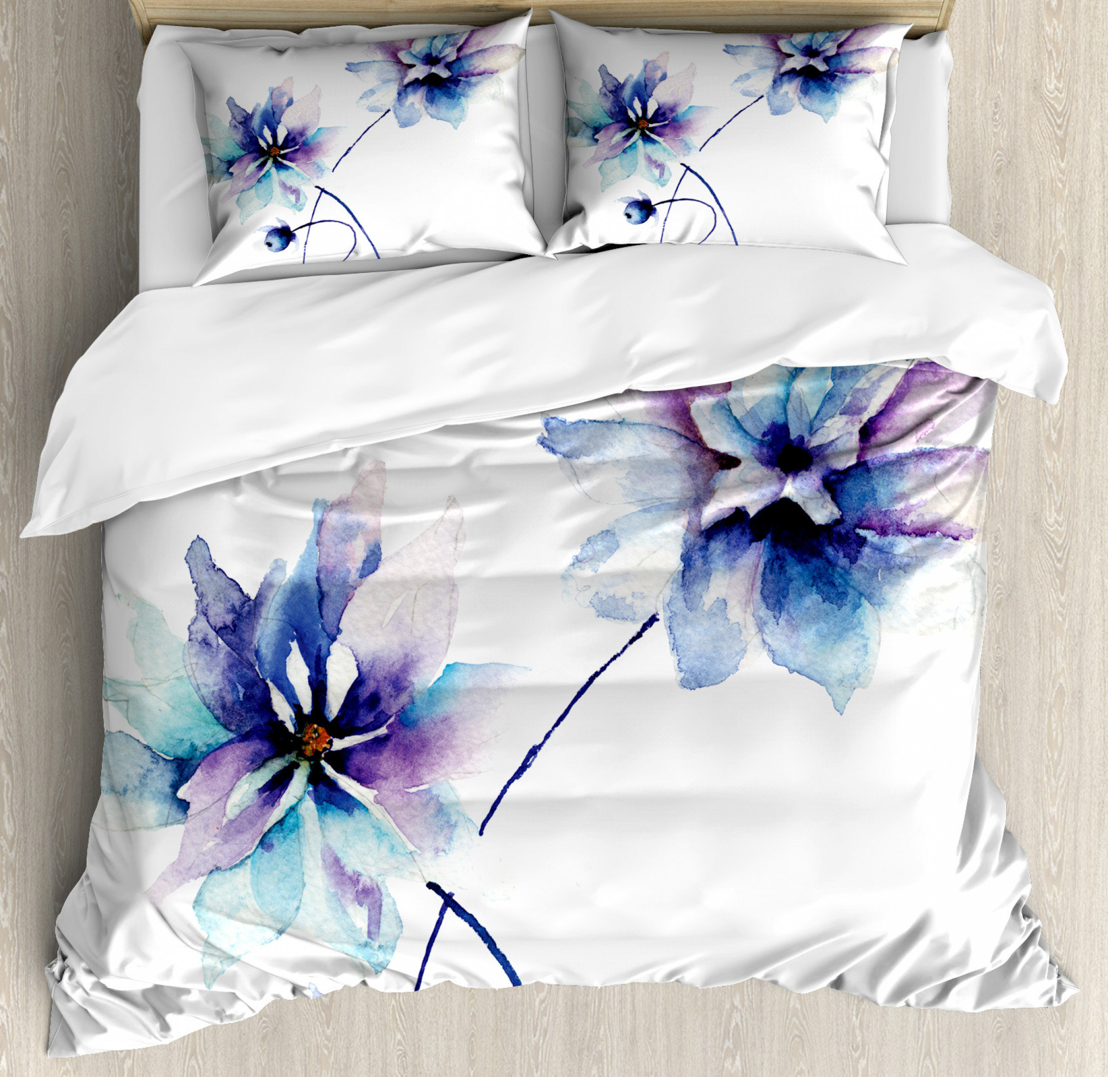 East Urban Home Ambesonne Watercolor Flower Duvet Cover Set