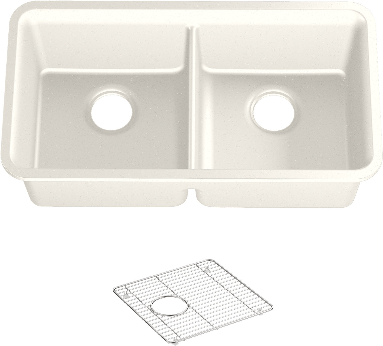 Kohler Cairn® 331/2" x 185/16" x 101/8" Neoroc UnderMount DoubleEqual Kitchen Sink with