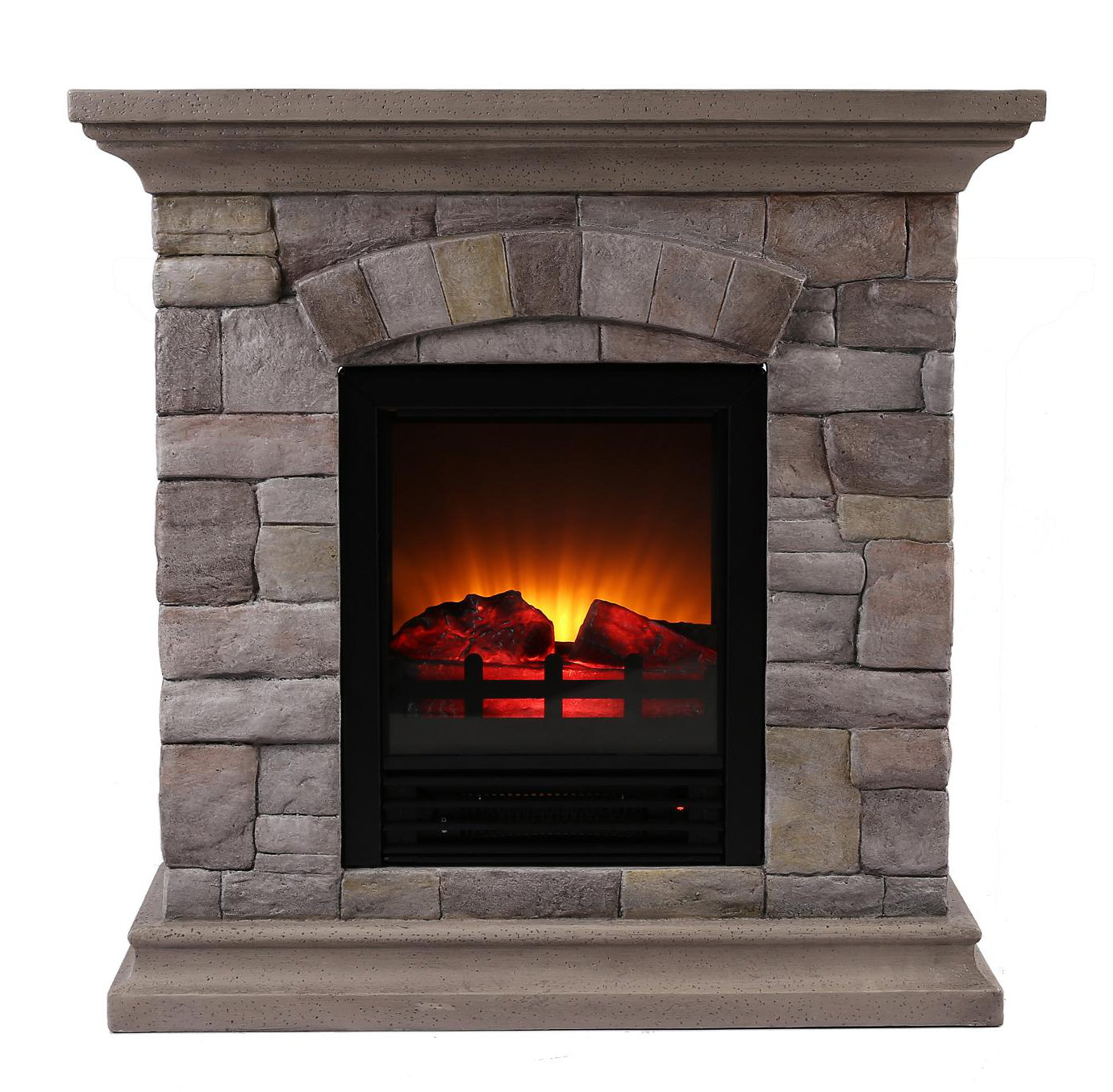 OK Lighting Portable Faux Stone Electric Fireplace & Reviews | Wayfair You
