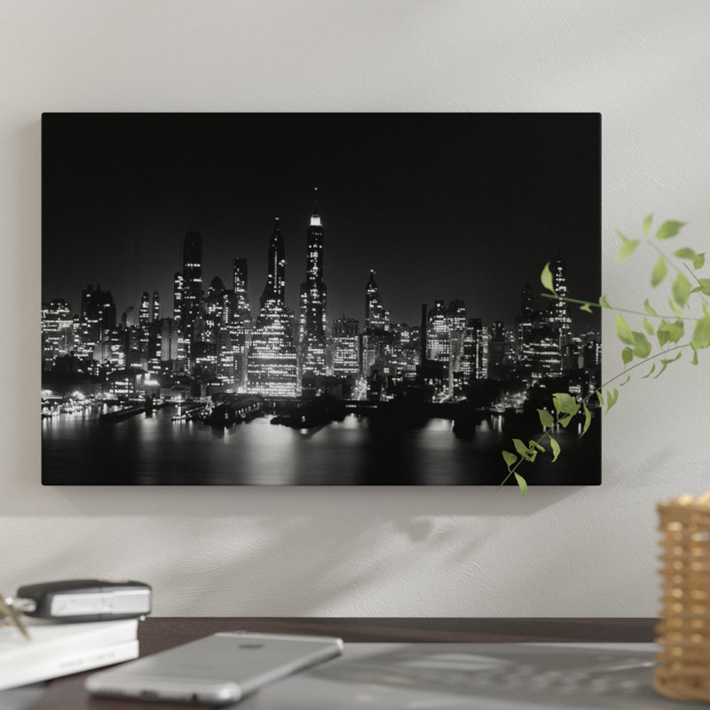 East Urban Home 1950s Night Skyline Empire State Building Above