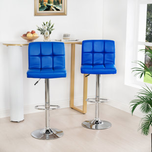 blue leather swivel bar stools