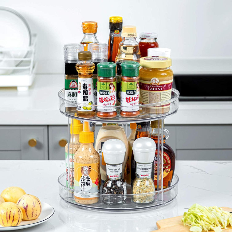 Clear Lazy Susan For Table, 2 Tier Turntable Spice Organizer For Cabinet  And Counter,Lazy Susan For Kitchen, Bathroom, Pantry