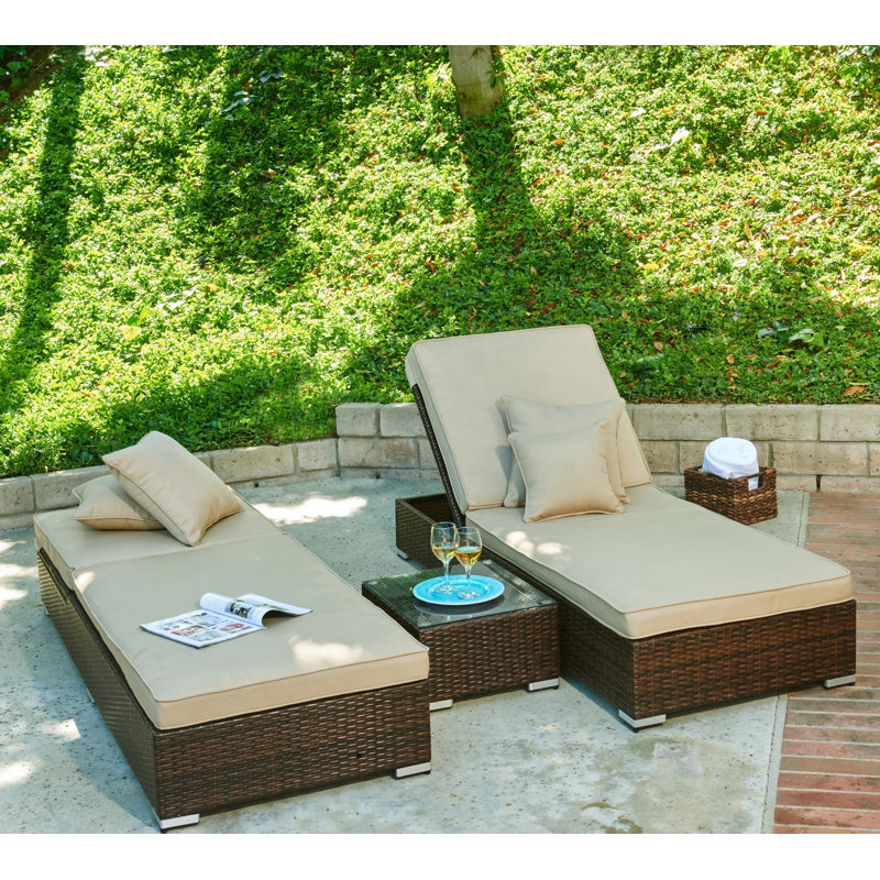 Breakwater Bay Ismail Monaco 3 Piece Rattan Seating Group Conversation Set With Cushions Reviews Wayfair