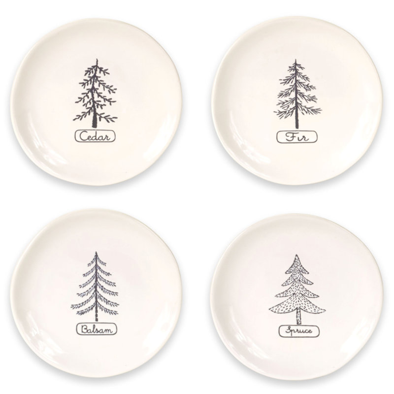 The Holiday Aisle Tree Plate Set Of 4 6 75 D Stoneware Reviews