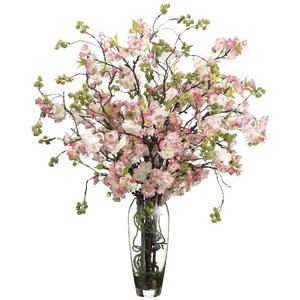 Cherry Blossom Floral Arrangement in Decorative Vase