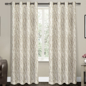 Oakdale Nature/Floral Sheer Grommet Curtain Panels (Set of 2)