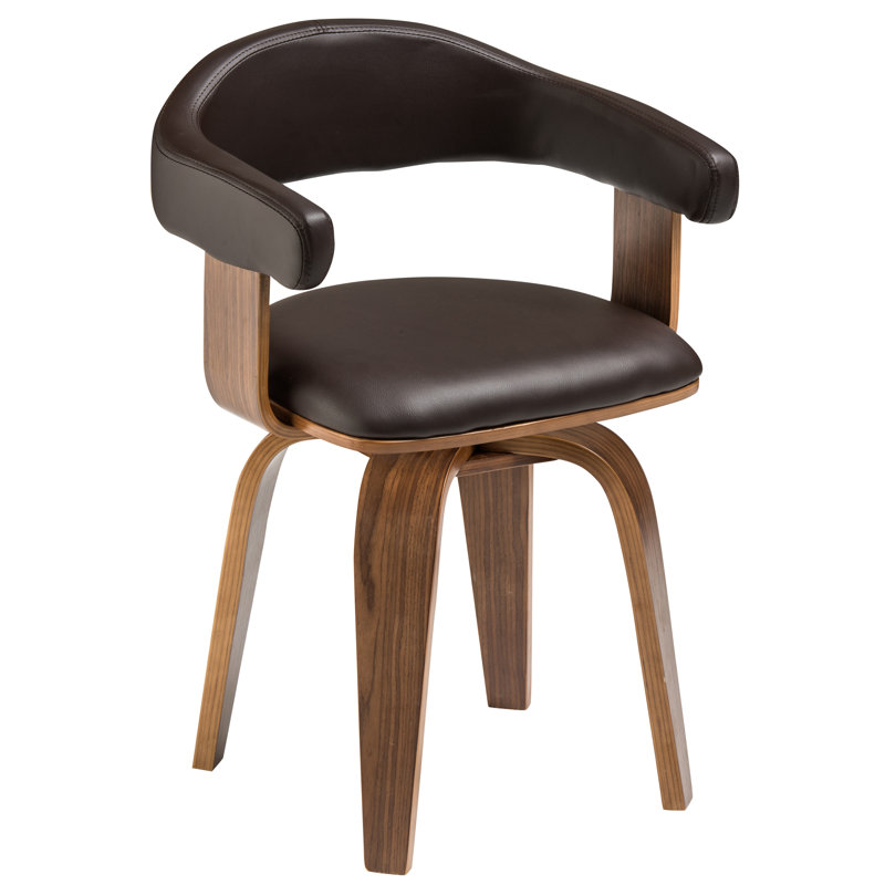 George Oliver Elmirasol Bentwood Leather Tub Chair Wayfair Co Uk