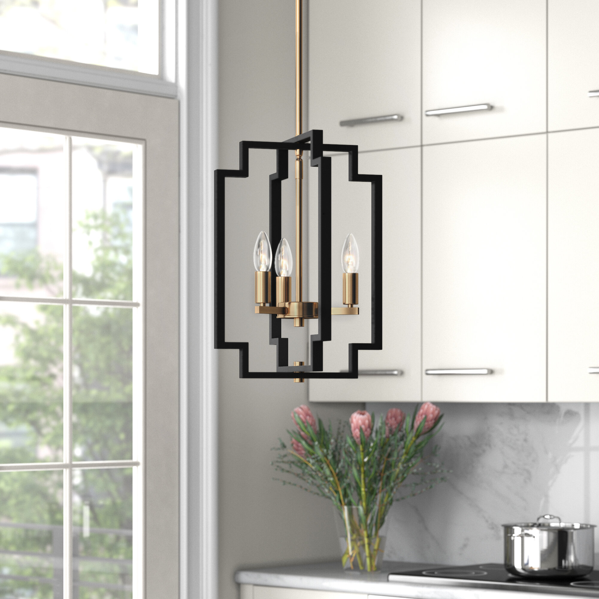 3 light rectangle chandelier