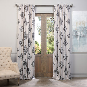 Tugra Damask Blackout Thermal Rod Pocket Single Curtain Panel