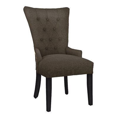Tufted Upholstered Arm Chair Hekman Body Fabric: 3000-072, Leg Color: Black Satin, Nailhead Color: Dark Nickel