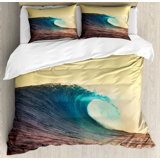 Fish Duvet Cover Set with Pillow Shams Array of Fish Marine Life Print