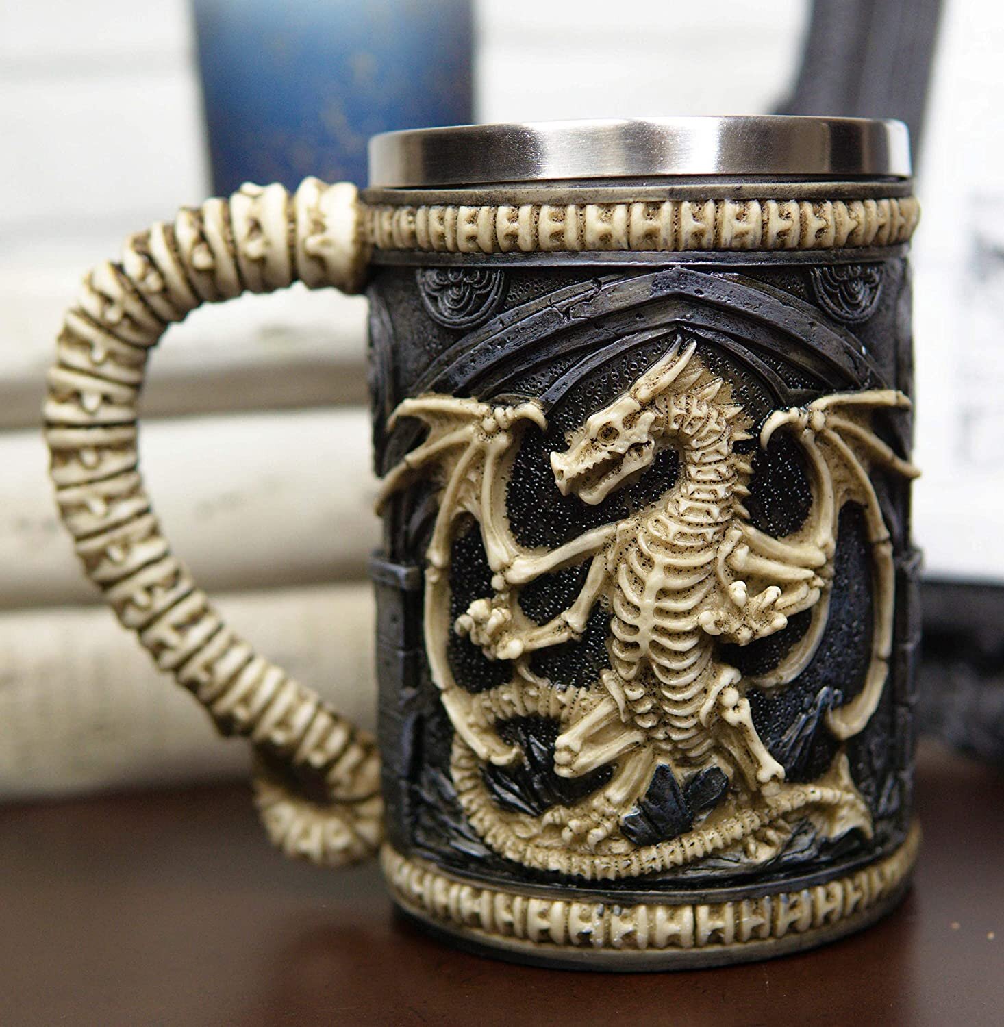 Dragon Skull Stainless Steel Mug Tankard Drinking Cup Beer Coffee Drinkware 