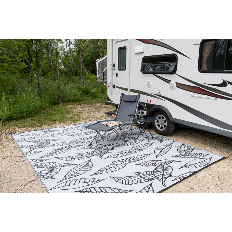 B B Begonia Arctic Reversible Rv Camping Patio Mat Black White Indoor Outdoor Area Rug Reviews Wayfair Ca