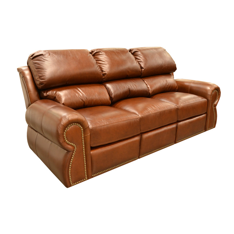 Omnia Leather Cordova Genuine Leather 91 Round Arm Sofa Bed Wayfair