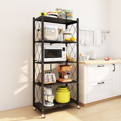 Jahod Metal Shelving Unit with Wheels Folding Storage Organizing Rack