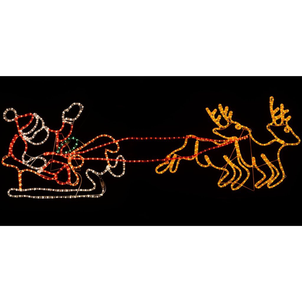 The Seasonal Aisle Pre-Lit Santa Sleigh Reindeer LED Rope Oversized ...