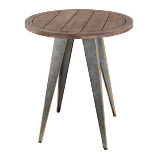 Pompey Wood Iron End Table by Gracie Oaks Wonderful