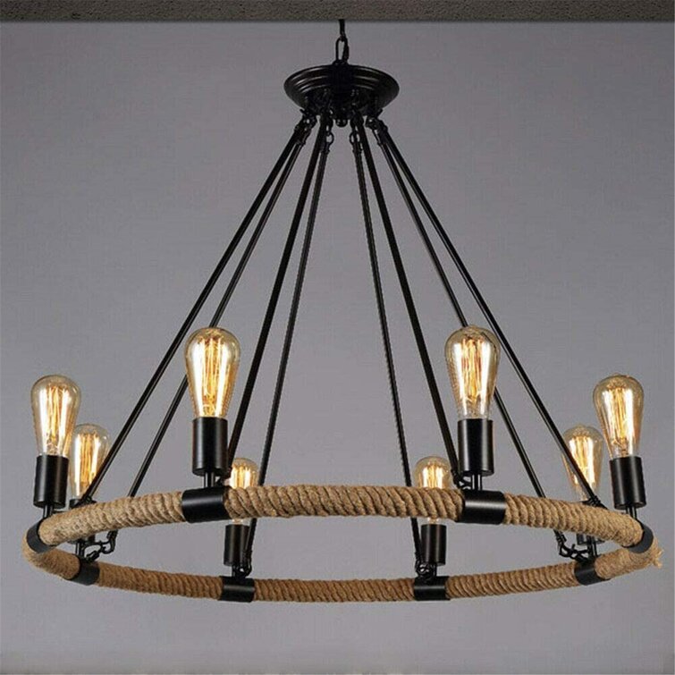 E27 Industrial Pendant Lamp Retro Vintage Edison Hemp Rope Ceiling Light Fixture