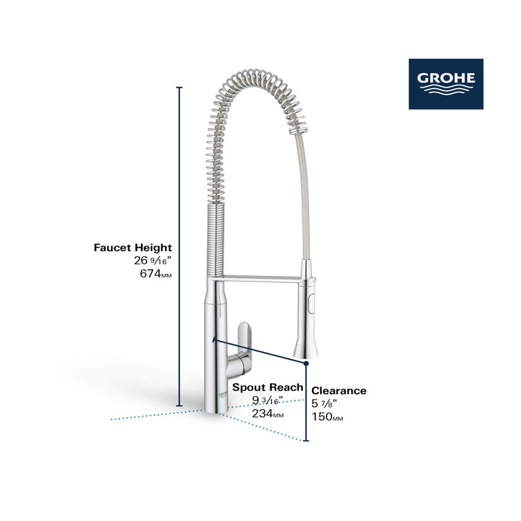 GROHE K7® Semi-Professional Pull Down Touch Single Handle ...