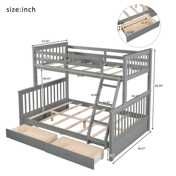 Sand & Stable Reston Twin Over Full 2 Drawer Standard Bunk Bed by Sand ...