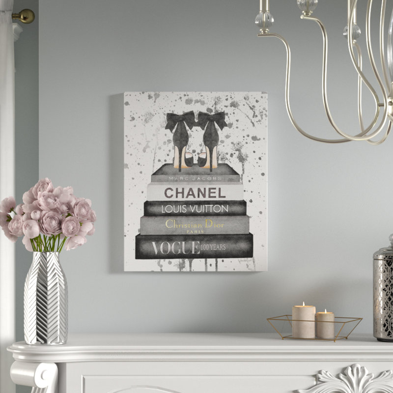 House Of Hampton Glam Fashion Book Stack Grey Bow Pump Heels Ink