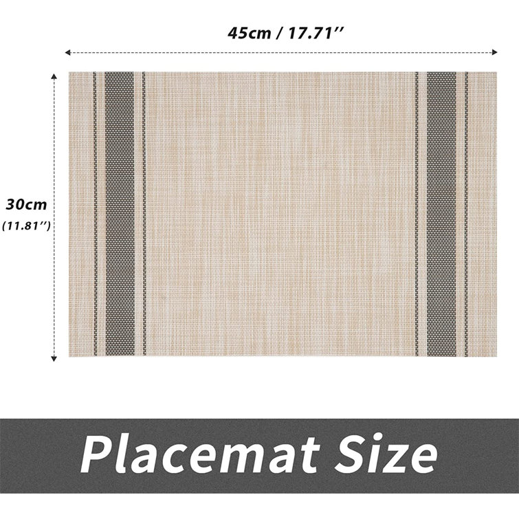 Sun Placemats For Dining Table Set Of 6 Vinyl Woven Place Mats Non Slip Heat Resistant Table Mats Washable Wipeable Pvc Placemat For Kitchen Patio Table Easy To Clean 12 X 18 In Wayfair