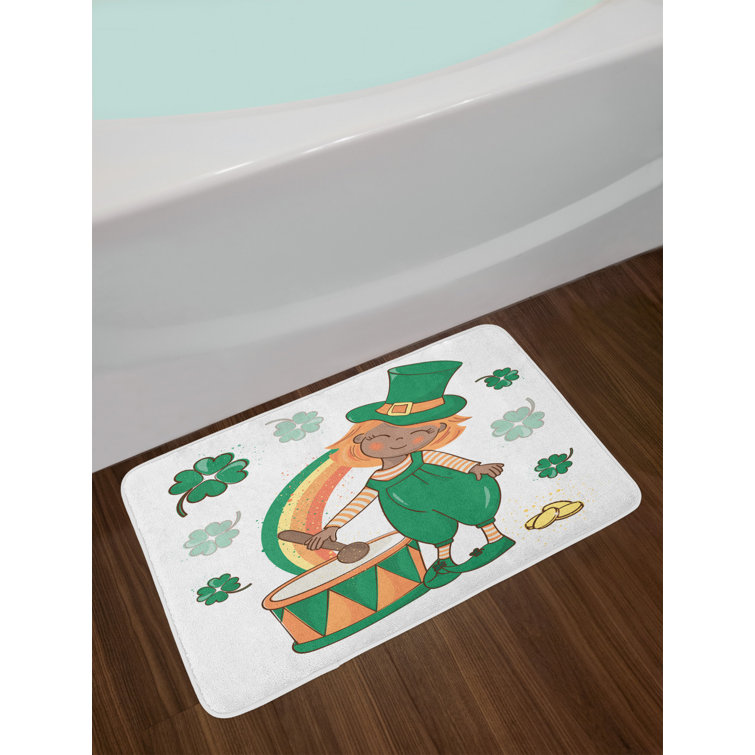 St Patricks Day Cartoon Leprechaun Non-Slip Soft Bathmat Bathroom Rug 16x24'' 